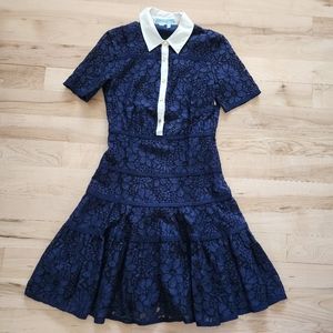 Draper James Lace Overlay Fit and Flare Shirt Dress RARE!